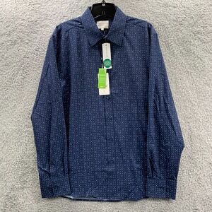 CONSTRUCT Shirt Mens Size Large Button Up Blue Slim Fit